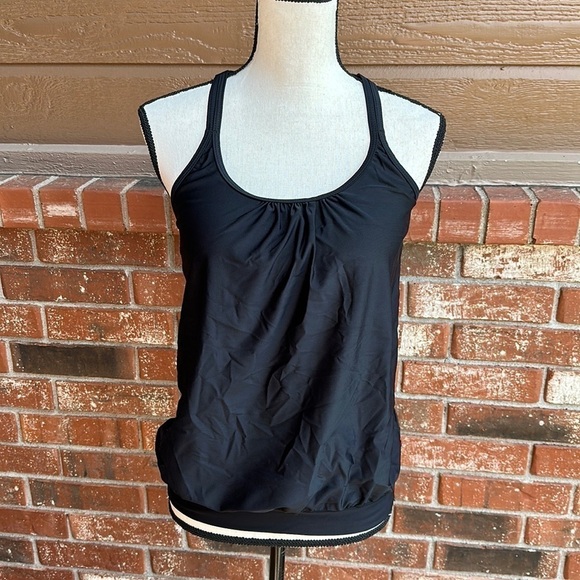 Tempt Me Solid Black Criss Cross Back Swim Tankini Top Women's Size Small - Picture 1 of 6